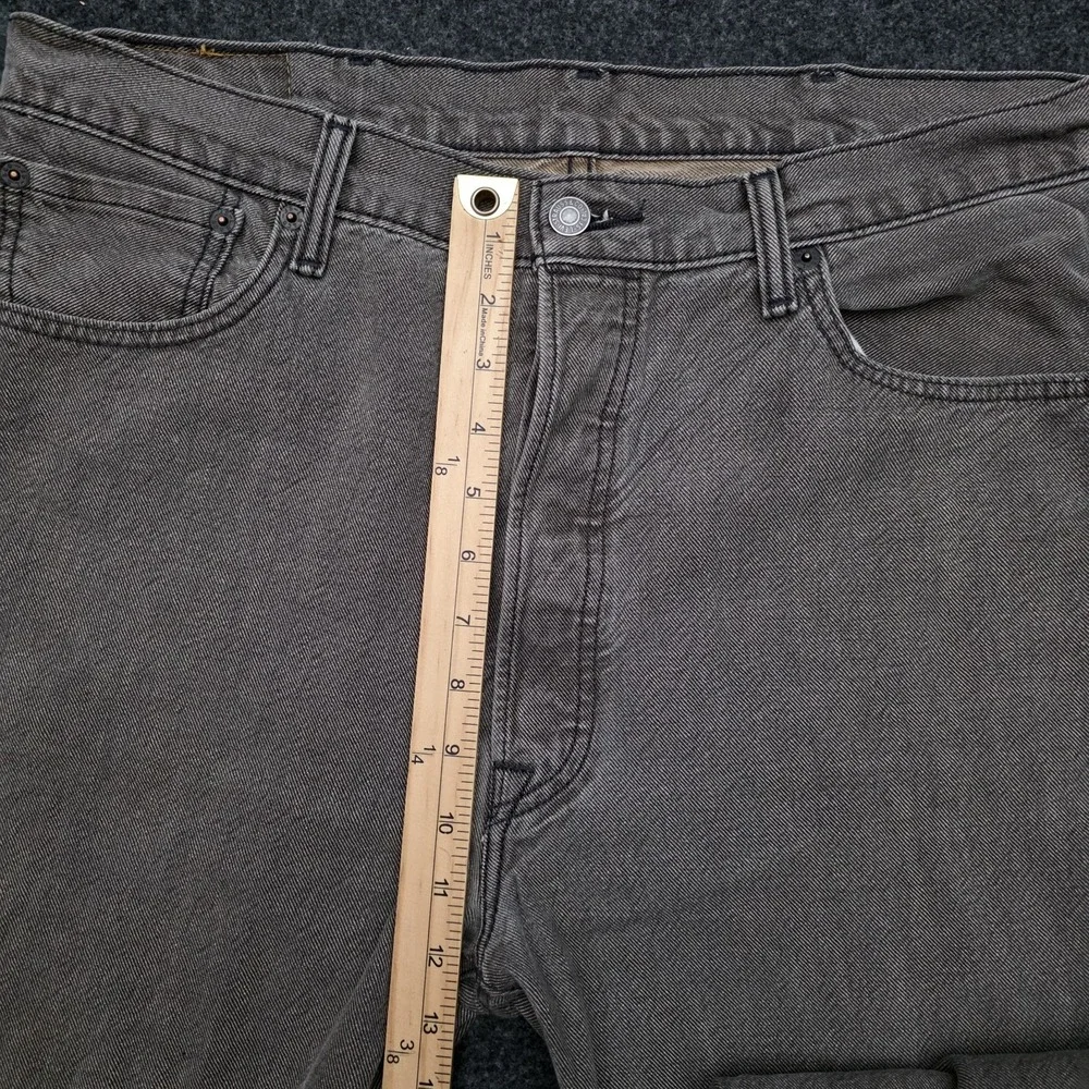 Levis 501 Mens 38x32 Grey Medium Wash Denim Straight Jeans Red Tab Button Fly - Picture 6 of 9